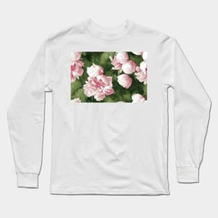 Beautiful green leaves , pink flowers design Long Sleeve T-Shirt